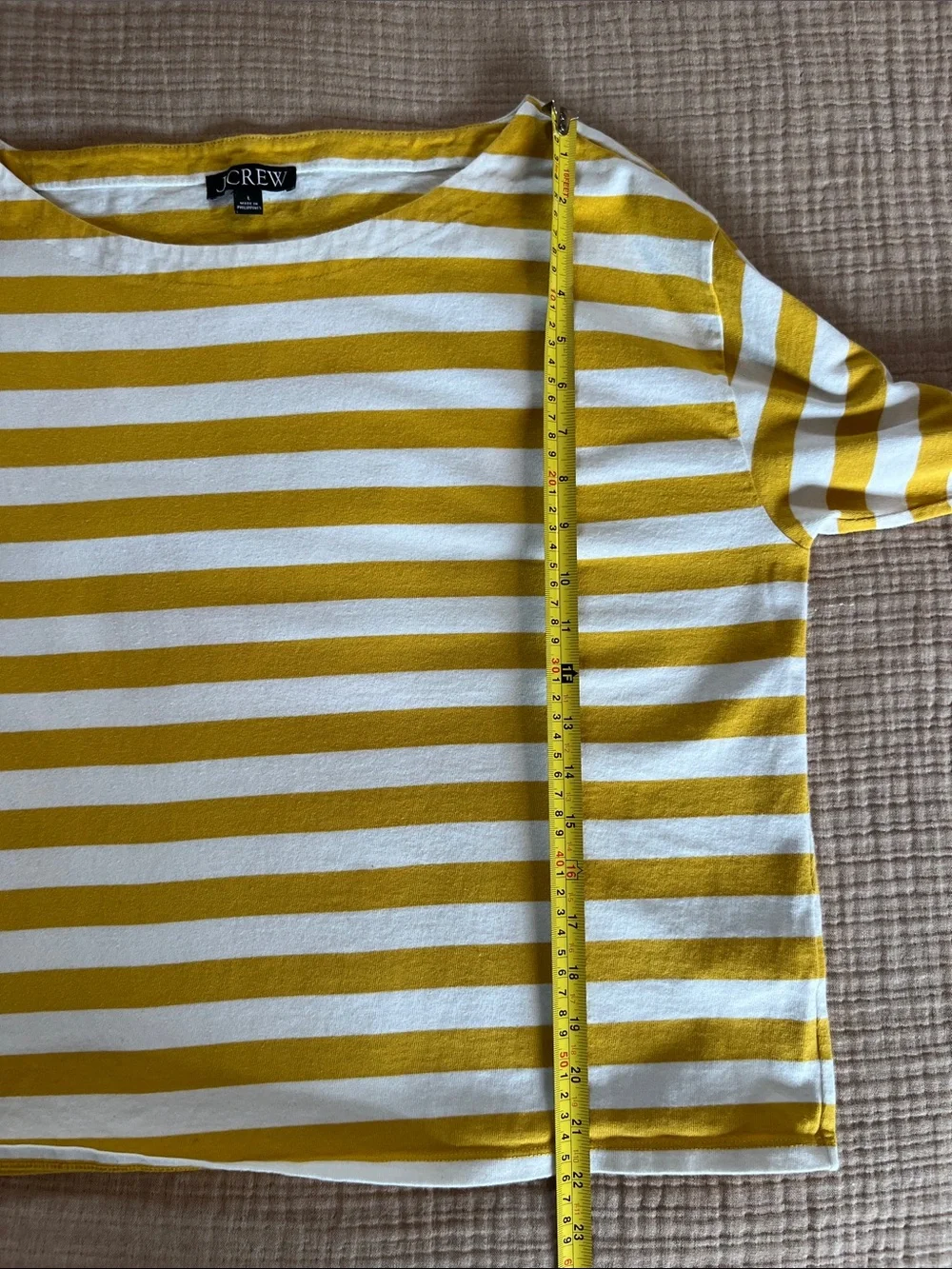 J. Crew Relaxed Boatneck Tee in Mustard Yellow and White Stripe